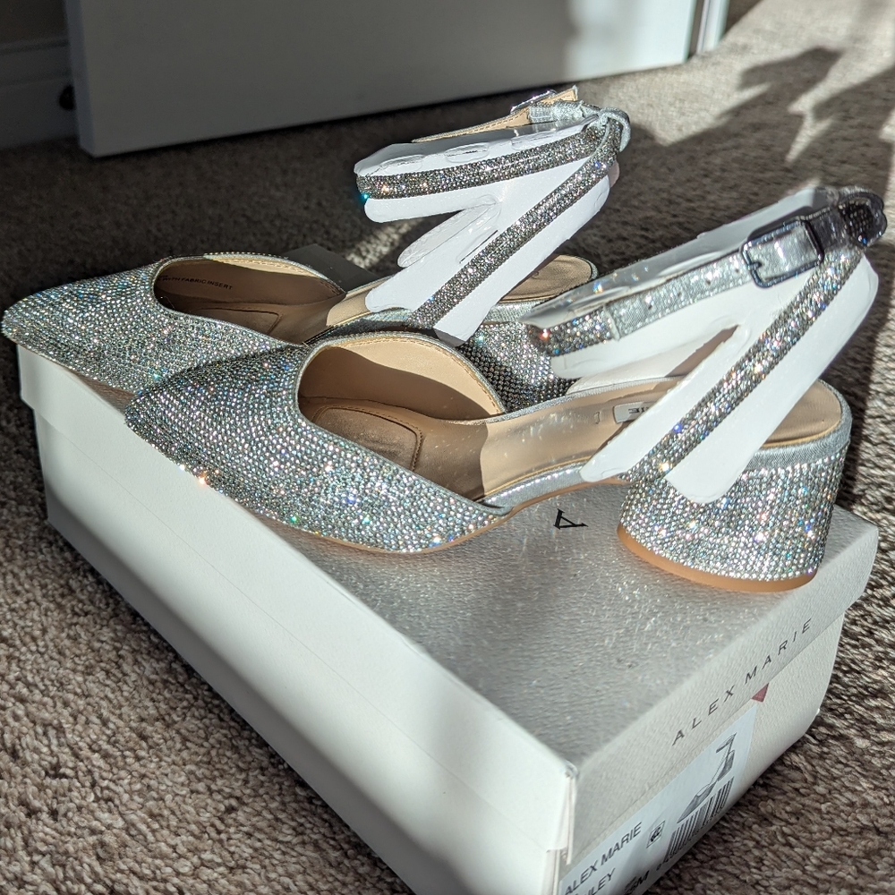 Alex Marie Brinley Rhinestone Round Heel Pumps, Size 5.5, Color Silver - Picture 8 of 13